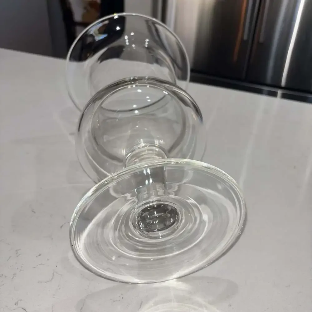 Hand Blown Clear Glass Urn Pedestal Hurricane Vase 12” Heavy